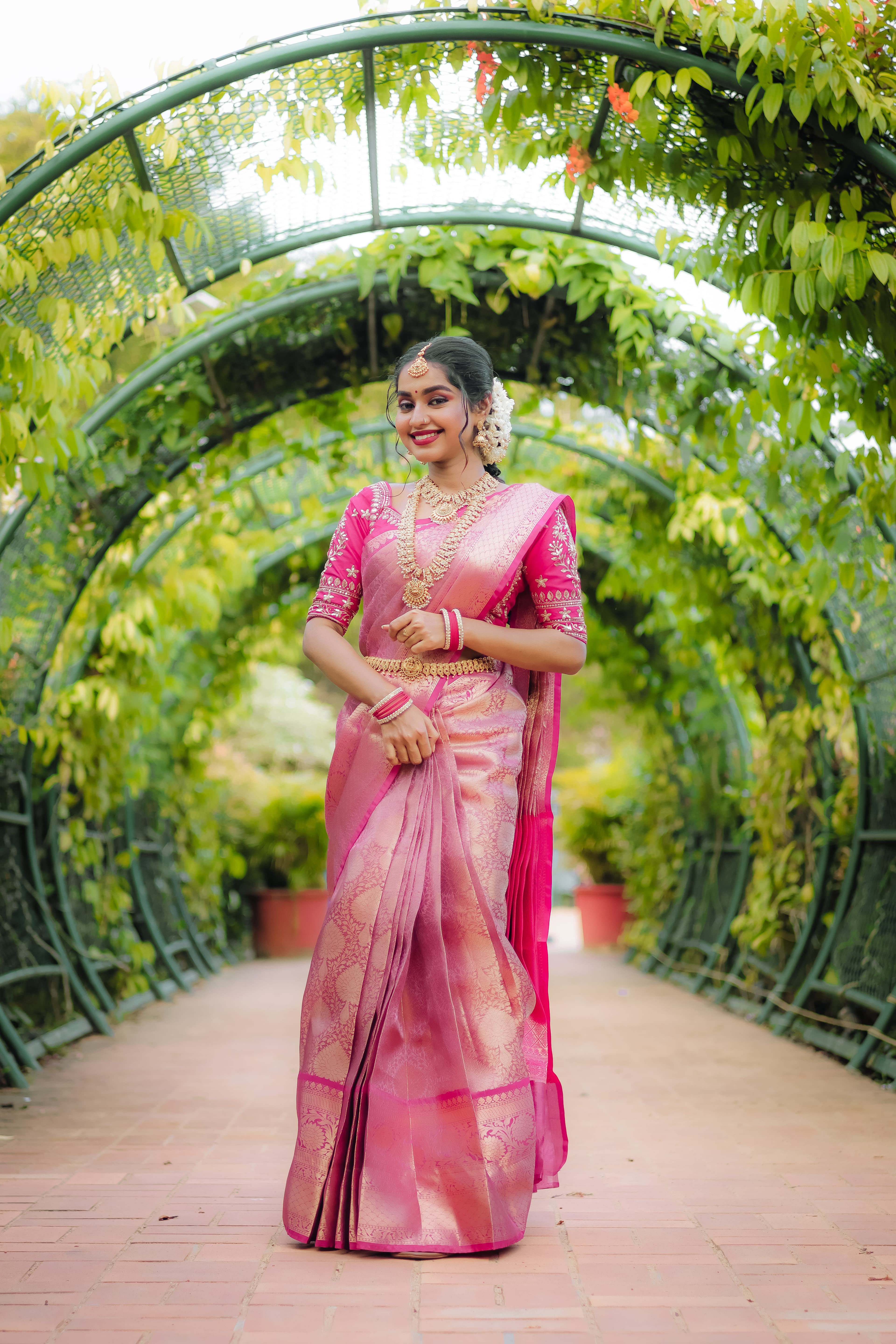 Woman in an elegantly draped saree