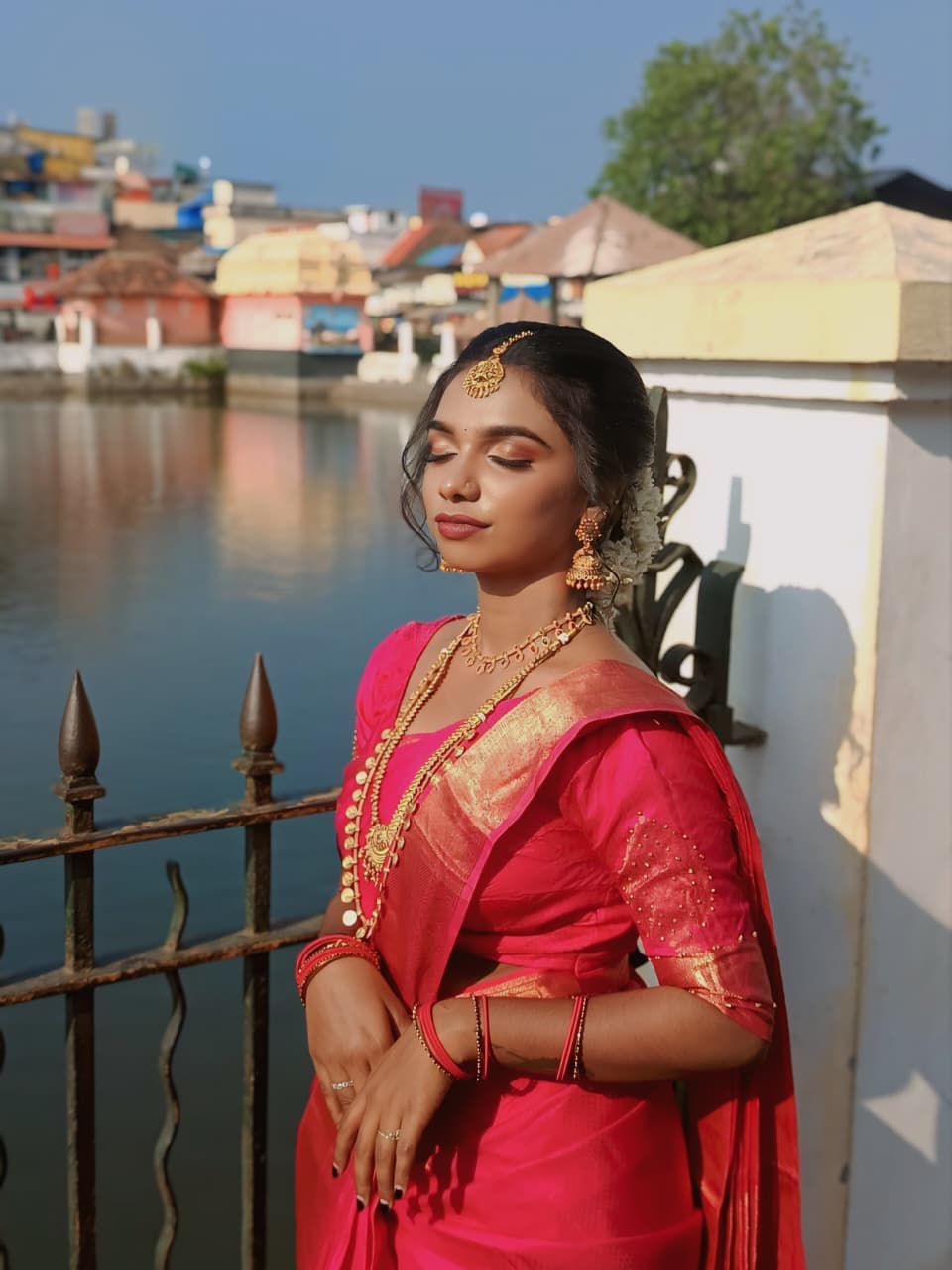 Bride showing her full makeup